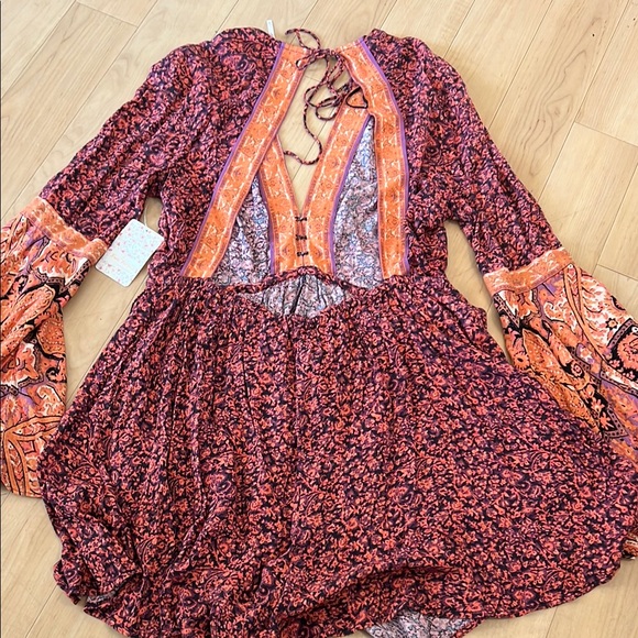Free People Bohemian Jumpsuit Purple and Orange size Large - Picture 8 of 11